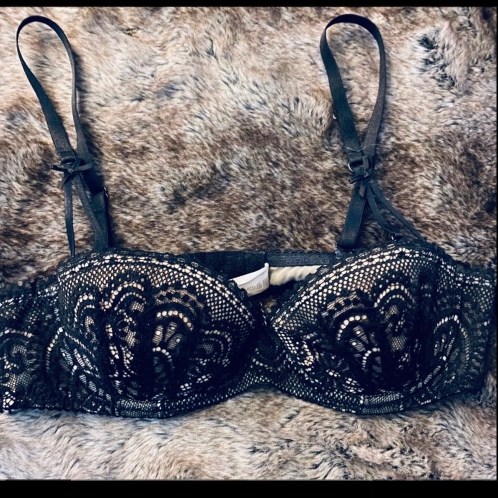 Black and Beige Lace Bra